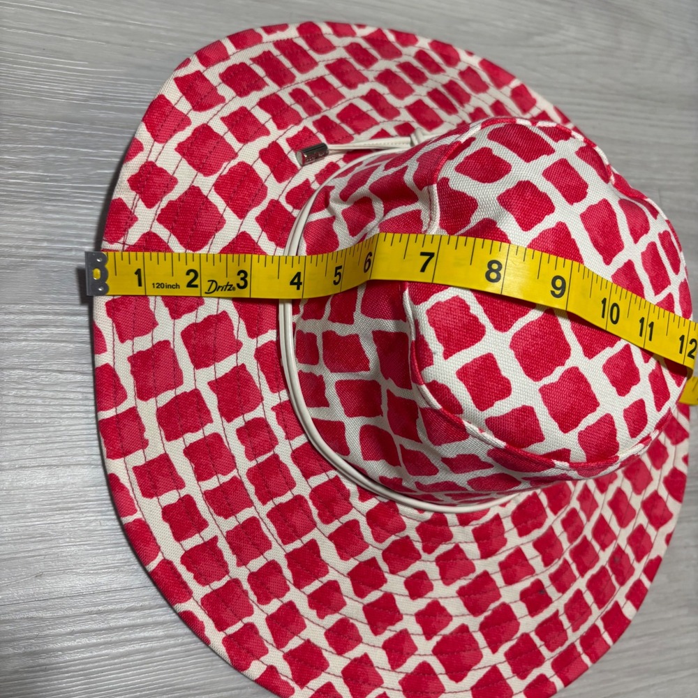 Coach Hat Women Red White Diamond Lozenge Print Cotton Sun F84246 Size XS/S NWT - Picture 13 of 15